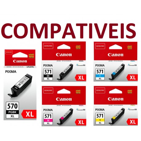 Pack 5 Tinteiros Compativeis Canon PGI-570 / CLI-571