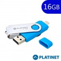 Pen Drive Goma USB x16 GB 2.0 Platinet OTG Conector Micro-Usb Azul