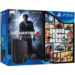 Consola PS4 1TB + Jogo Uncharted 4 + Jogo GTA V