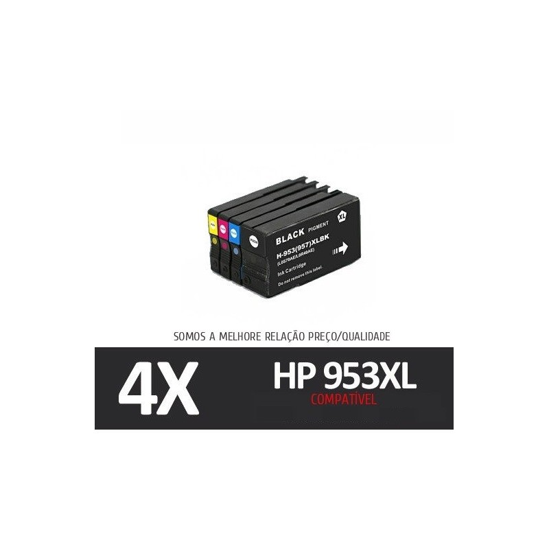 4x0, 25L Inktec Imprimante Encre pour HP 953 952 957 XL BK