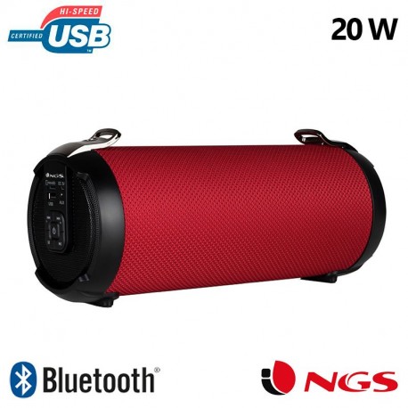 Coluna Universal de música Bluetooth NGS Roller Tempo Vermelho (20W)