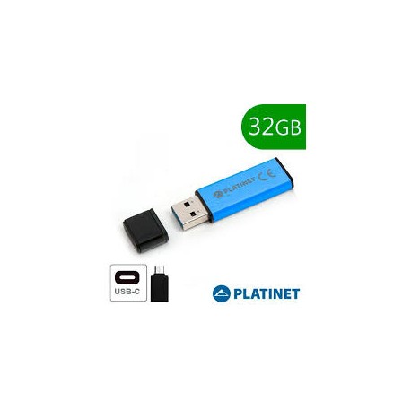 Pen Drive PLatinet 32GB + Adaptador Tipo C